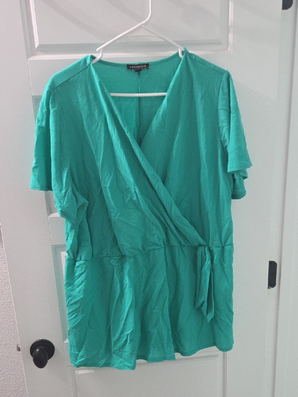 Lane Bryant Green Faux Wrap Blouse